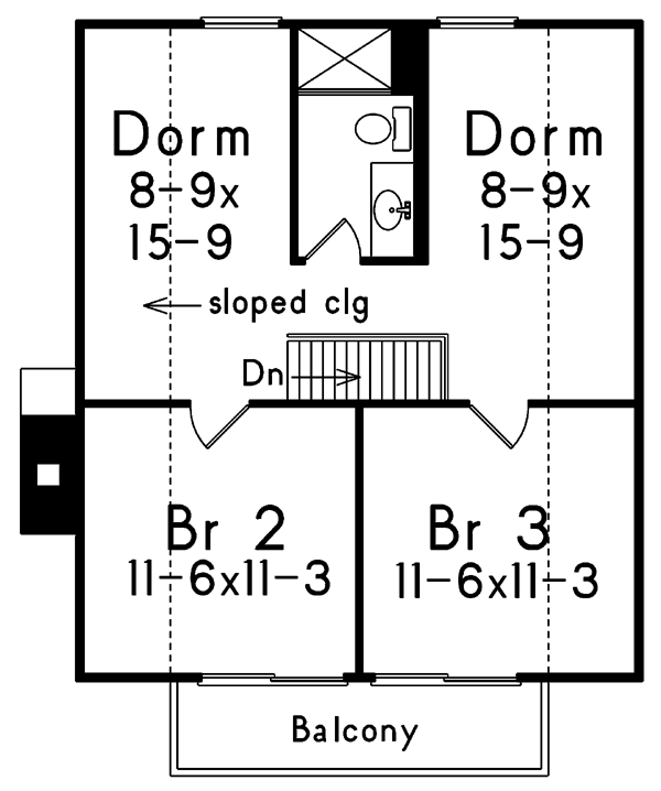 Cabin Narrow Lot Level Two of Plan 86943