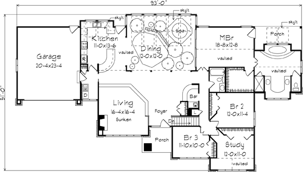 Contemporary Ranch Level One of Plan 86953