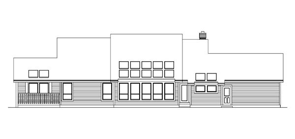 Contemporary, Ranch Plan with 2563 Sq. Ft., 3 Bedrooms, 2 Bathrooms, 2 Car Garage Rear Elevation