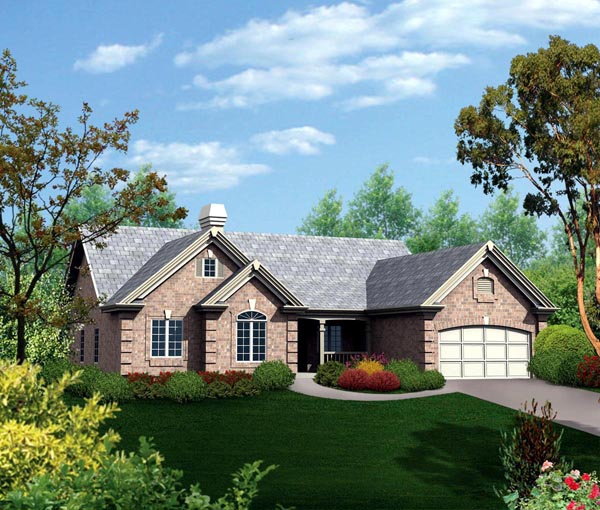 Country, Ranch, Traditional Plan with 3261 Sq. Ft., 4 Bedrooms, 3 Bathrooms, 2 Car Garage Elevation