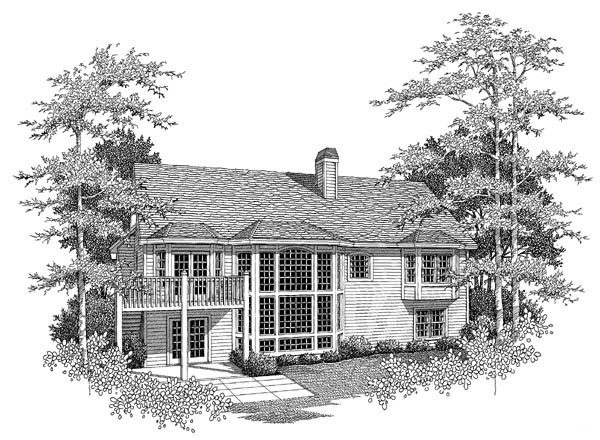 Country, Ranch, Traditional Plan with 3261 Sq. Ft., 4 Bedrooms, 3 Bathrooms, 2 Car Garage Rear Elevation