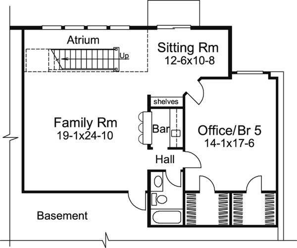 Ranch Lower Level of Plan 86961