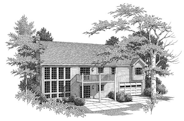 Bungalow, Country, Craftsman, Ranch, Traditional Plan with 2913 Sq. Ft., 3 Bedrooms, 2 Bathrooms, 2 Car Garage Rear Elevation