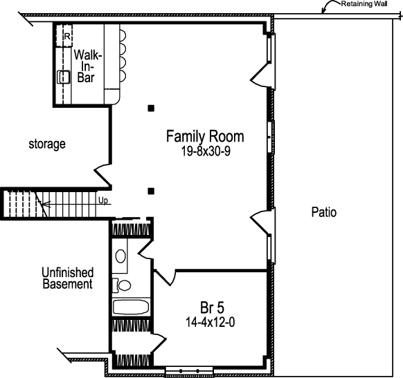 Ranch Lower Level of Plan 86966
