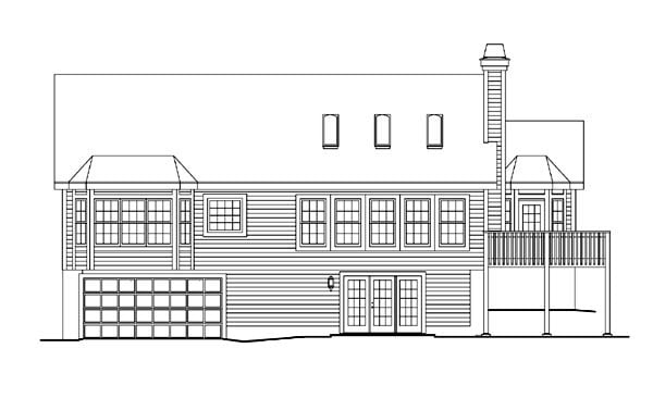 Cape Cod Country Ranch Rear Elevation of Plan 86970