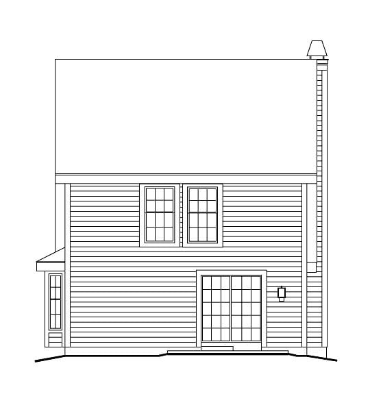 Cabin Cape Cod Cottage Country Rear Elevation of Plan 86973