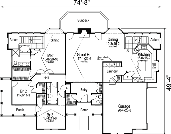 Cape Cod Country Craftsman Ranch Level One of Plan 86974