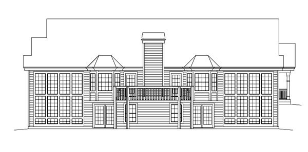 Cape Cod Country Craftsman Ranch Rear Elevation of Plan 86974