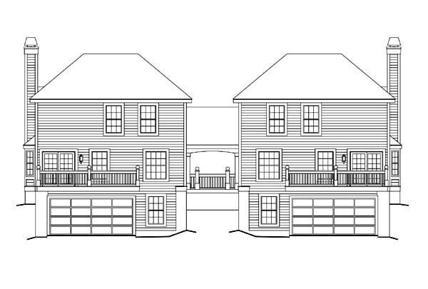 Contemporary Country Traditional Rear Elevation of Plan 86976
