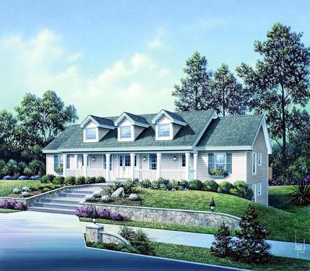 Cape Cod Country Ranch Elevation of Plan 86977