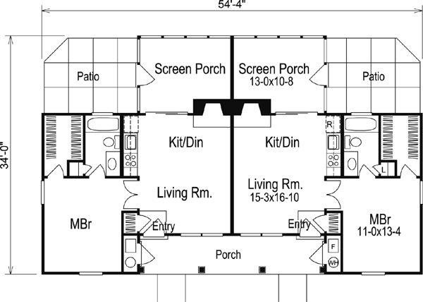 Cabin Cottage Country Ranch Traditional Level One of Plan 86978