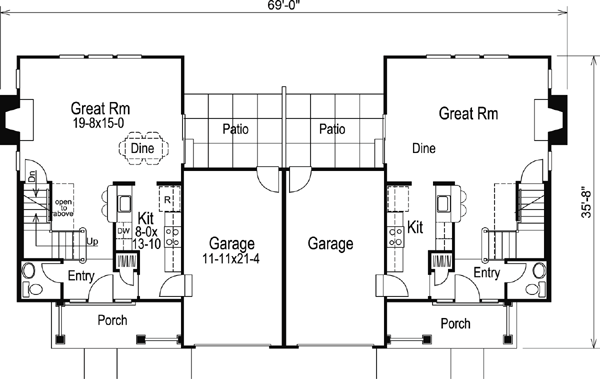 Country Ranch Traditional Level One of Plan 86979