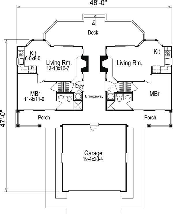 Cabin Cottage Country Ranch Level One of Plan 86980