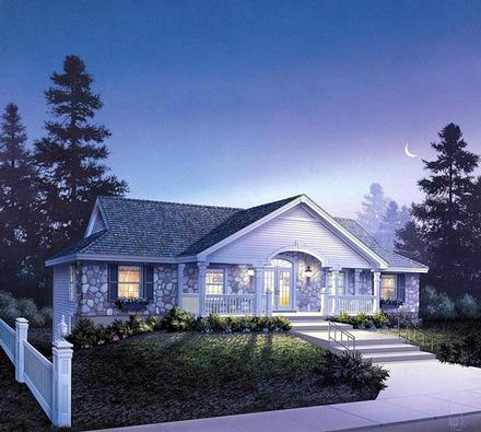 Country Ranch Traditional Elevation of Plan 86981