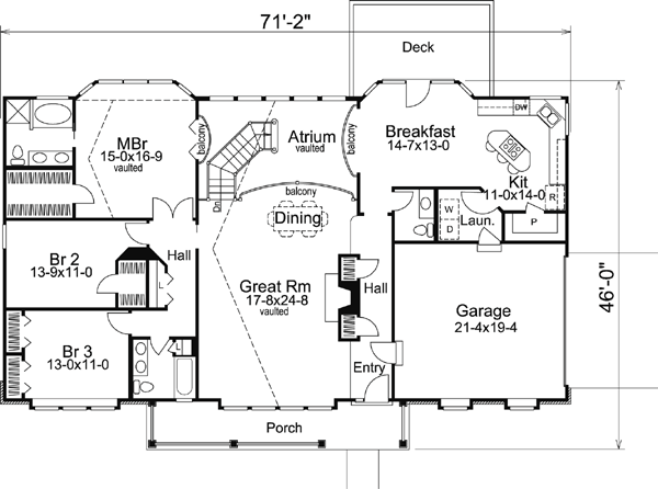 Bungalow Country Ranch Level One of Plan 86985