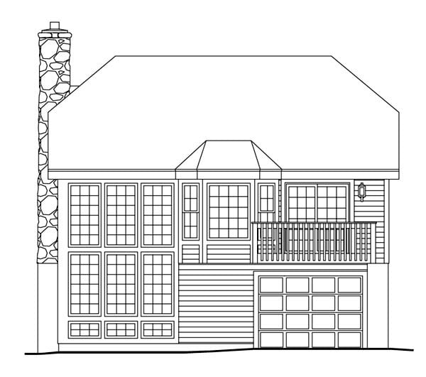 Cabin Cottage Country Ranch Rear Elevation of Plan 86986