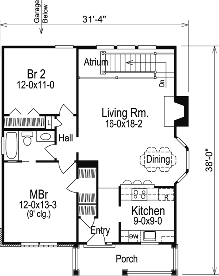 House Plan 86987 First Level Plan