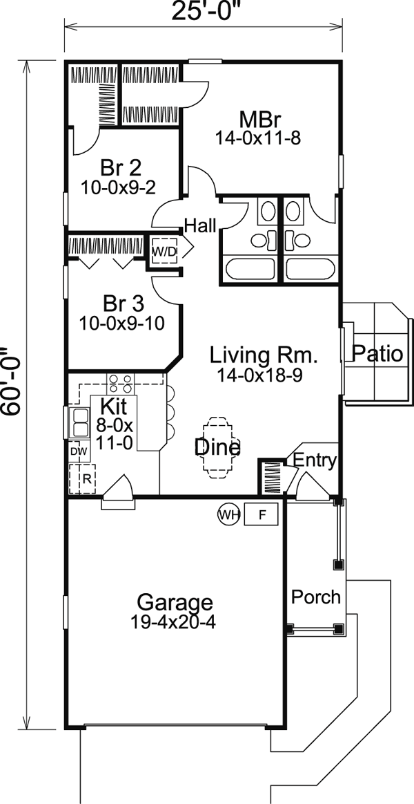 Cabin Cottage Ranch Traditional Level One of Plan 86988