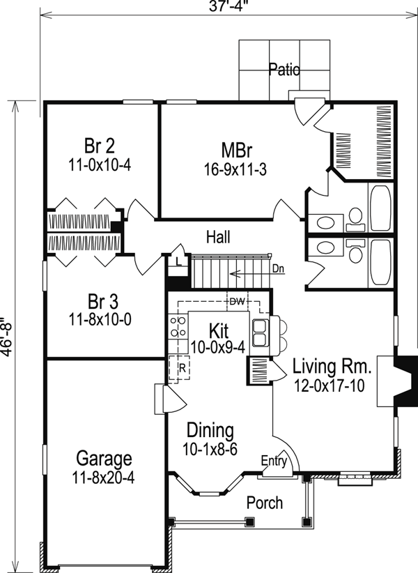 Cabin Cottage Country Ranch Traditional Level One of Plan 86990