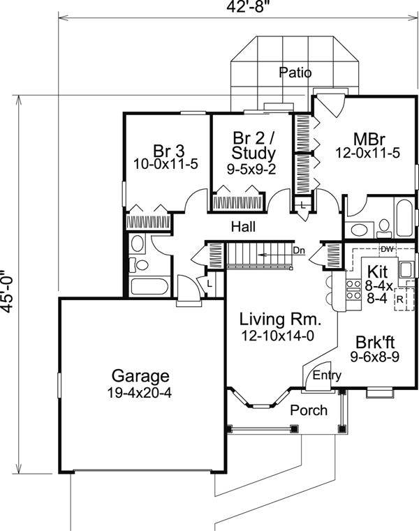 Cabin Cottage Ranch Traditional Level One of Plan 86992