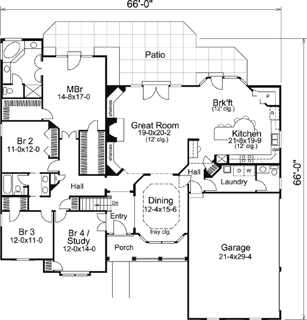 Cape Cod Country Ranch Traditional Level One of Plan 86993