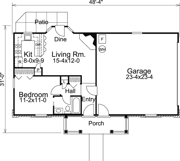 Cabin Cottage Country Ranch Traditional Level One of Plan 86995