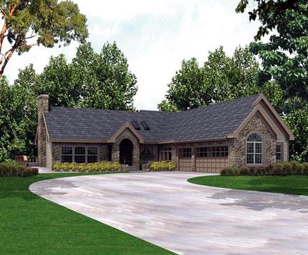 Country European Ranch Elevation of Plan 86996