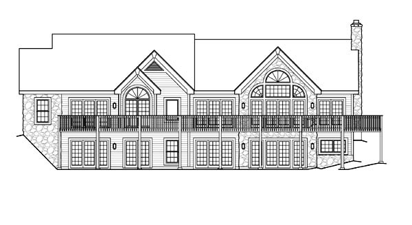 Country European Ranch Rear Elevation of Plan 86996