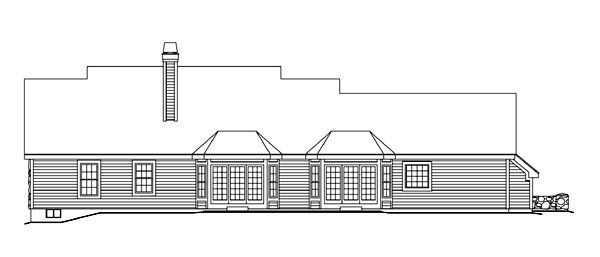 Cape Cod Country Ranch Southern Traditional Rear Elevation of Plan 86998