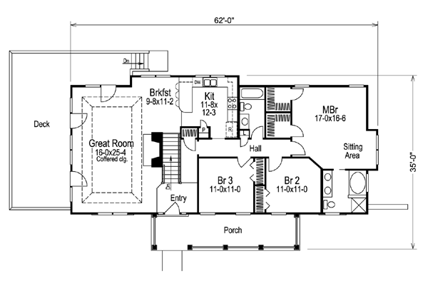 Cape Cod Country Ranch Southern Traditional Level One of Plan 86999