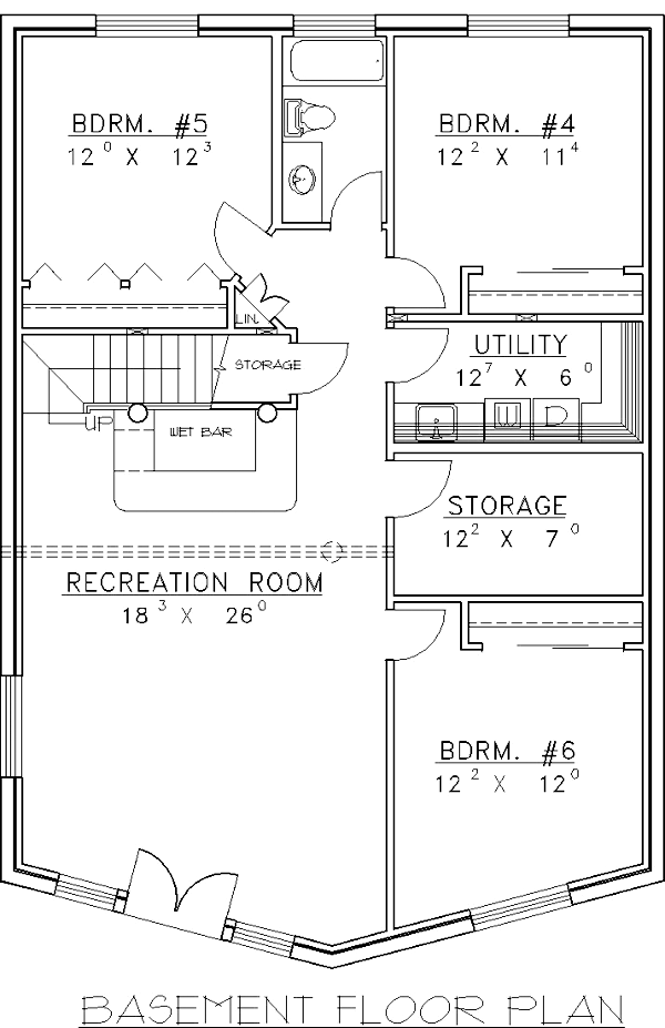 Contemporary Log Lower Level of Plan 87003