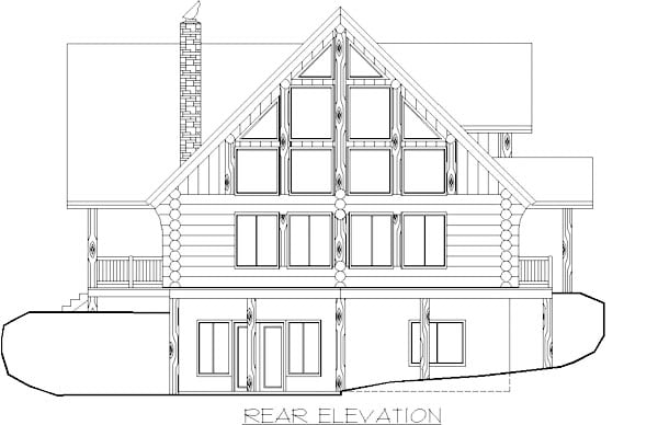 Contemporary Log Rear Elevation of Plan 87003