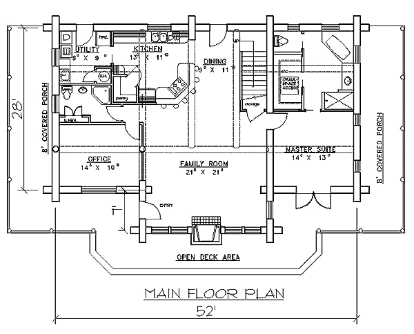 Contemporary Log Level One of Plan 87005