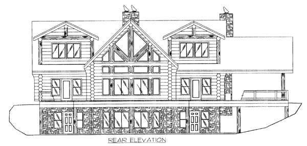 Log Rear Elevation of Plan 87010