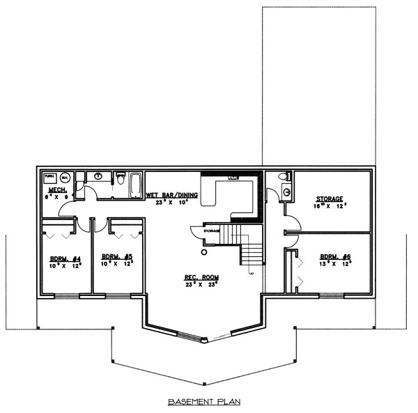 Contemporary Log Lower Level of Plan 87013