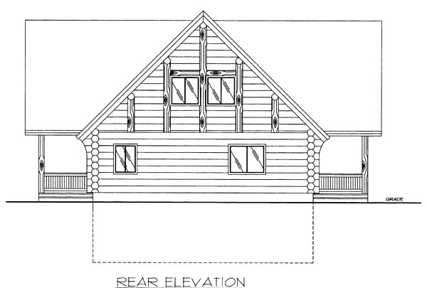 Log Rear Elevation of Plan 87014