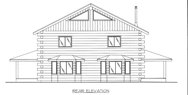 Log Rear Elevation of Plan 87017