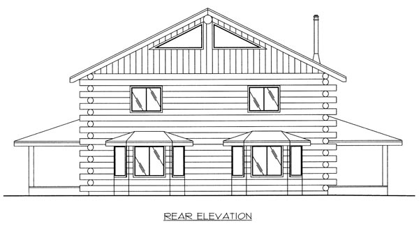 Log Rear Elevation of Plan 87018