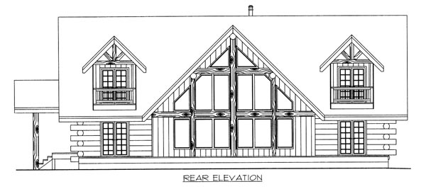 Contemporary Log Rear Elevation of Plan 87021