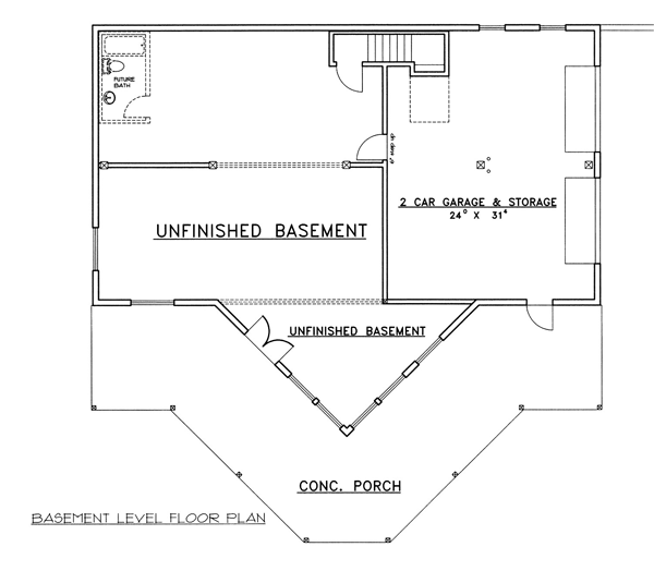 Contemporary Log Lower Level of Plan 87022