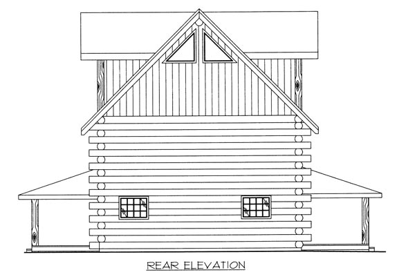 Contemporary Log Rear Elevation of Plan 87024