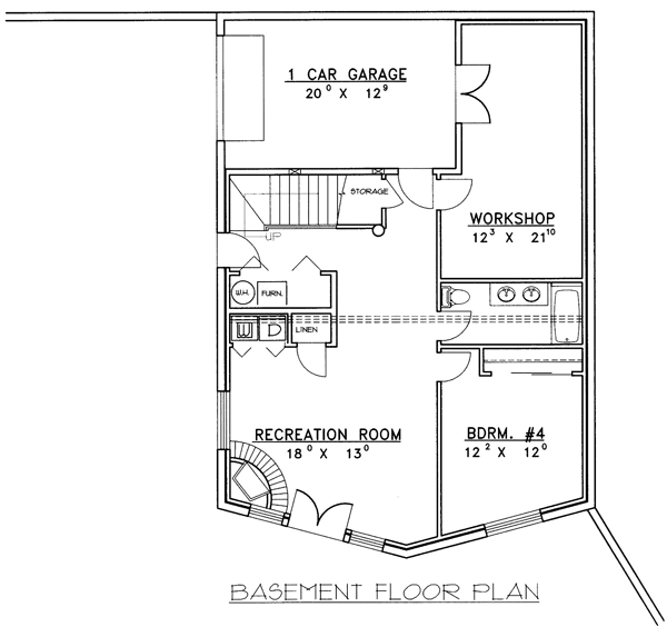 Contemporary Log Lower Level of Plan 87027