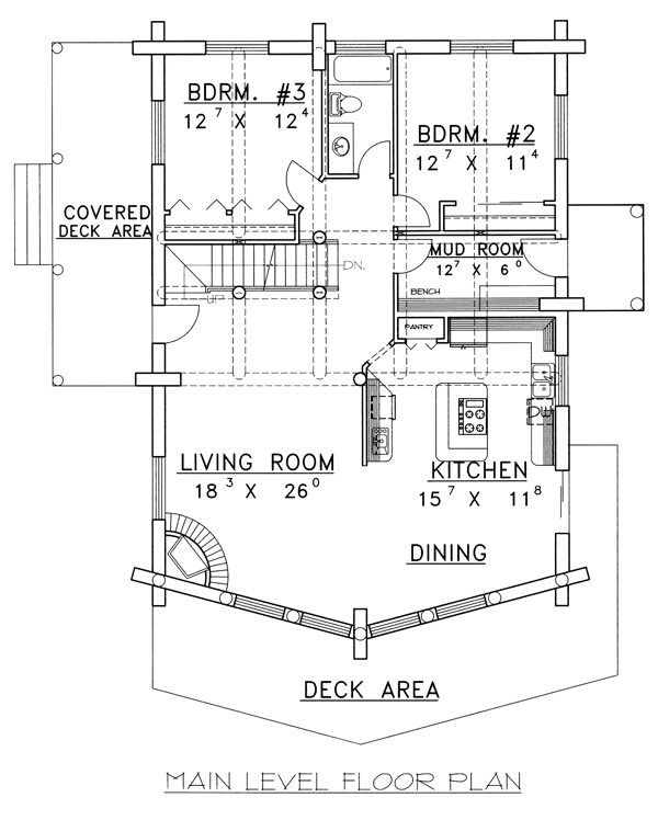 Contemporary Log Level One of Plan 87027