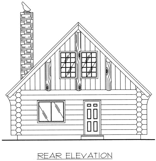 Log Rear Elevation of Plan 87028