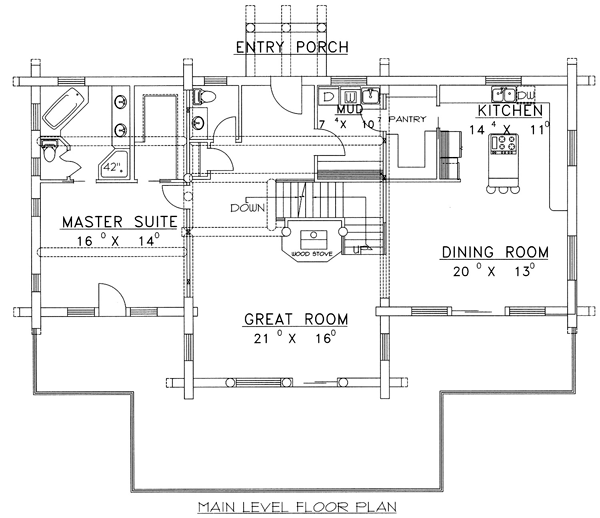 Contemporary Log Level One of Plan 87029