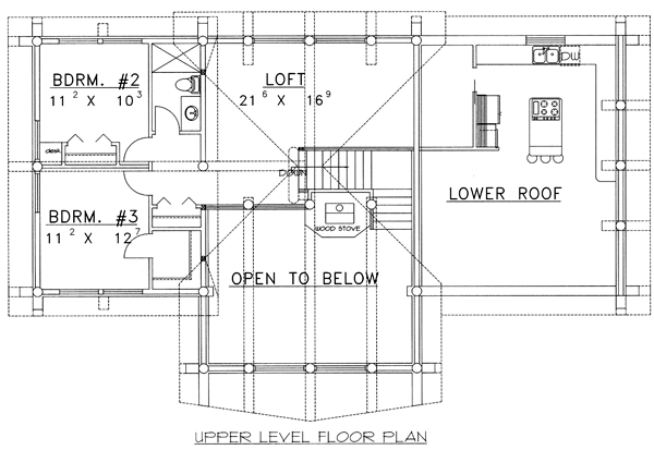 Contemporary Log Level Two of Plan 87029