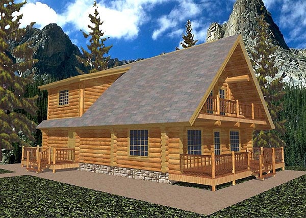 Plan 87047 | Log Style with 2 Bed, 2 Bath