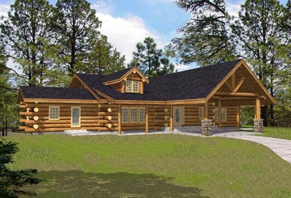 Plan 87051 | Log Style with 3 Bed, 5 Bath