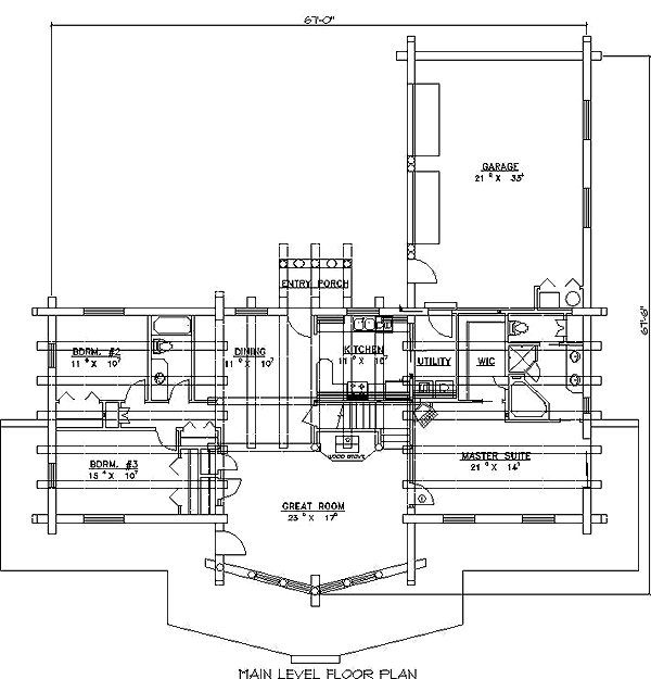 Contemporary Log Level One of Plan 87058