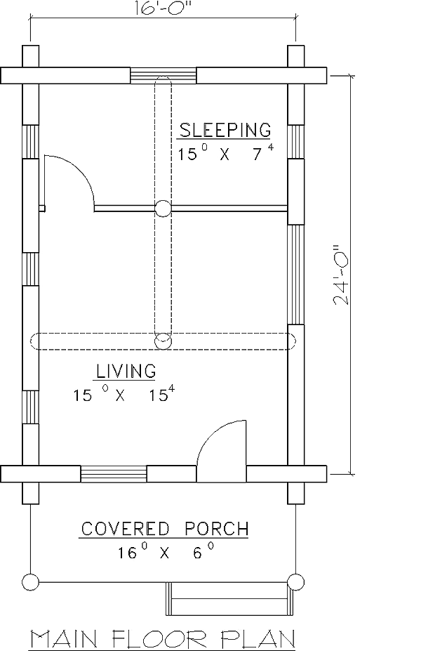 Cabin Log Level One of Plan 87063